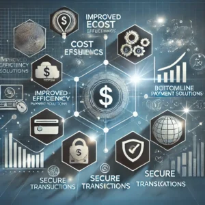 An image illustrating the benefits of Bottomline payment solutions, featuring icons for improved efficiency, cost savings, and secure transactions for businesses.