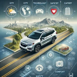 2025 Honda Pilot driving through city and off-road environments, showcasing versatility and advanced performance.