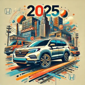 Eye-catching image of the 2025 Honda Pilot highlighting its power, versatility, and family-friendly features in urban and off-road settings.