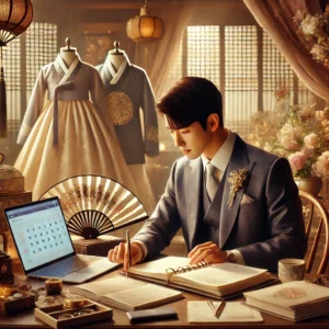 Korean Groom Choosing Wedding Date - wedding preparation