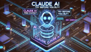 Claude AI Free Chatbot - Futuristic AI assistant interface with chat bubbles and digital circuits