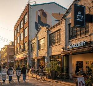 A street in Seoul's Seongsu-dong, with industrial-chic art galleries and cafes converted from old warehouses.