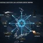 Illustrated diagram of South Korea's K-Defense C4I ecosystem connecting various military platforms.