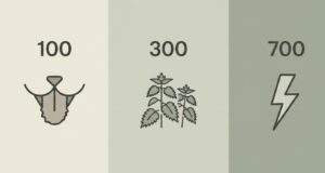 Infographic comparing pain levels of Reedle Shot 100 (cat's tongue), 300 (nettles), and 700 (lightning).