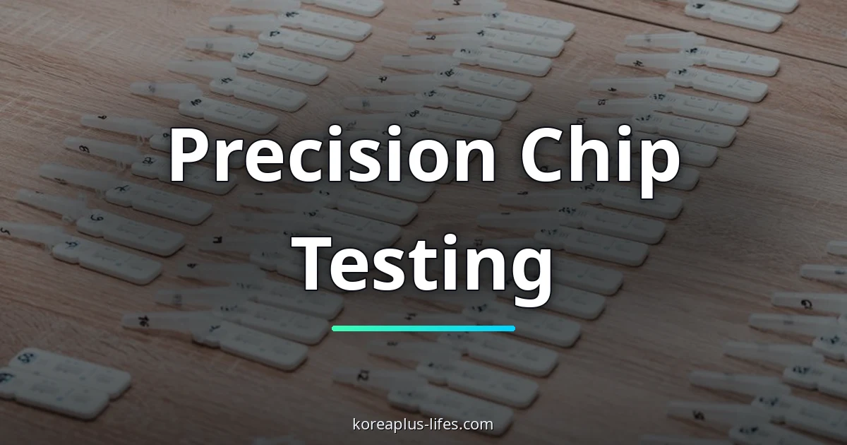 Visual representation of chip testing and Korea's role in the global k-semiconductor industry