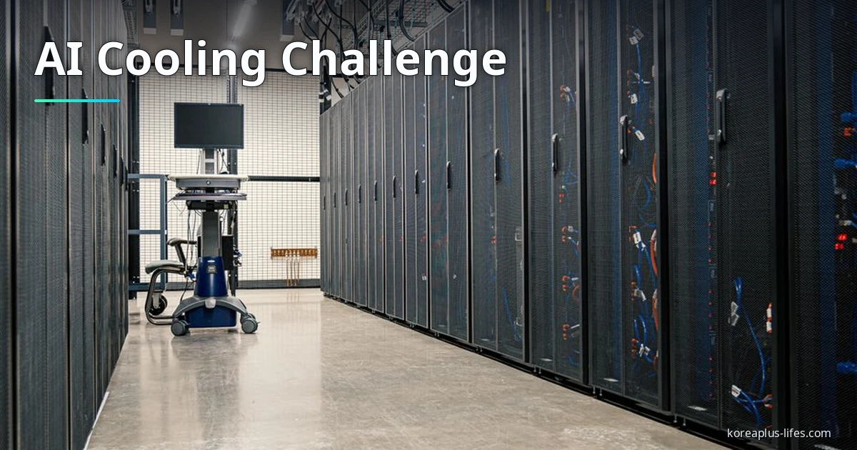 Visual representation of liquid cooling data center and Korea's role in the global k-ai & cloud industry